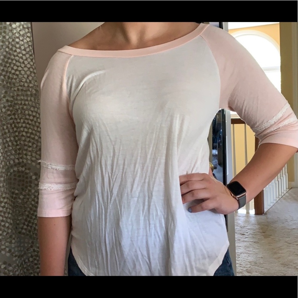 Pink & White Baseball Tee